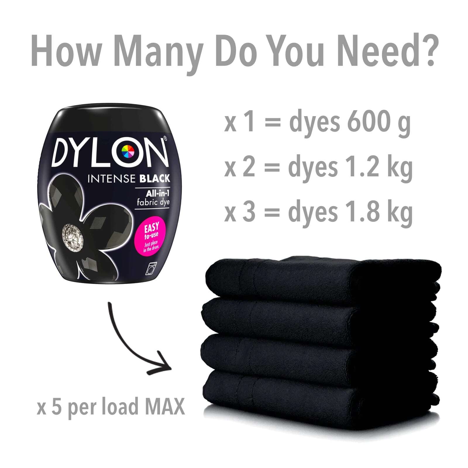 Dylon Fabric Dye - Intense Black 12 only £3.75