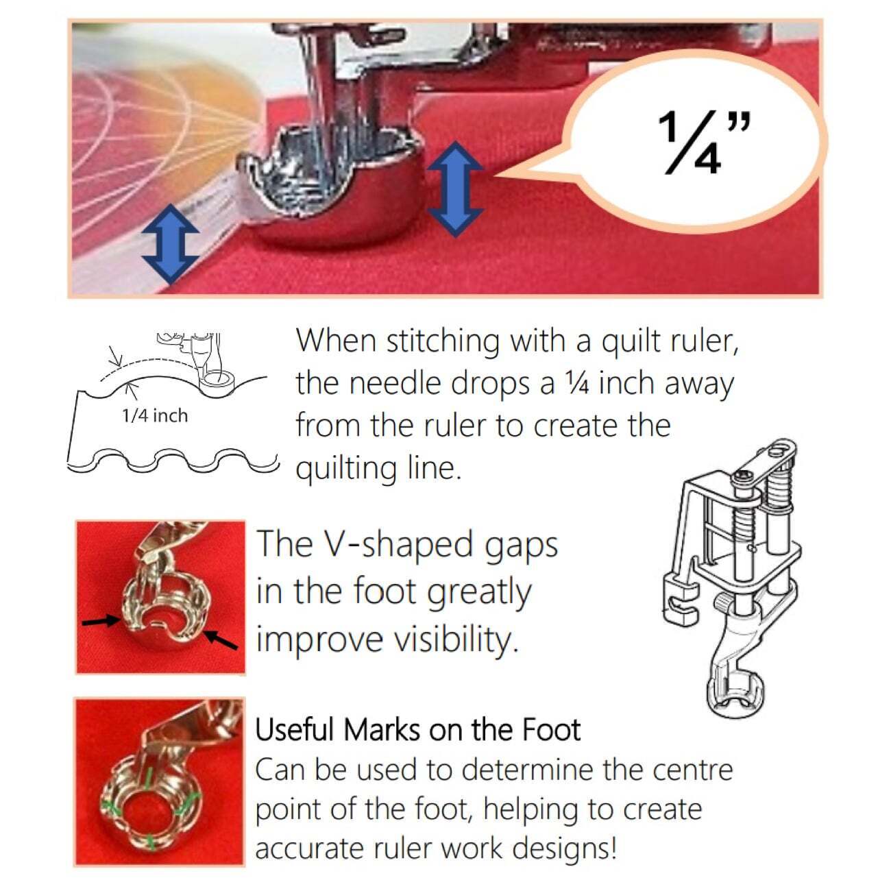 Outside Presser Foot For Portable Straight Stitch Walking