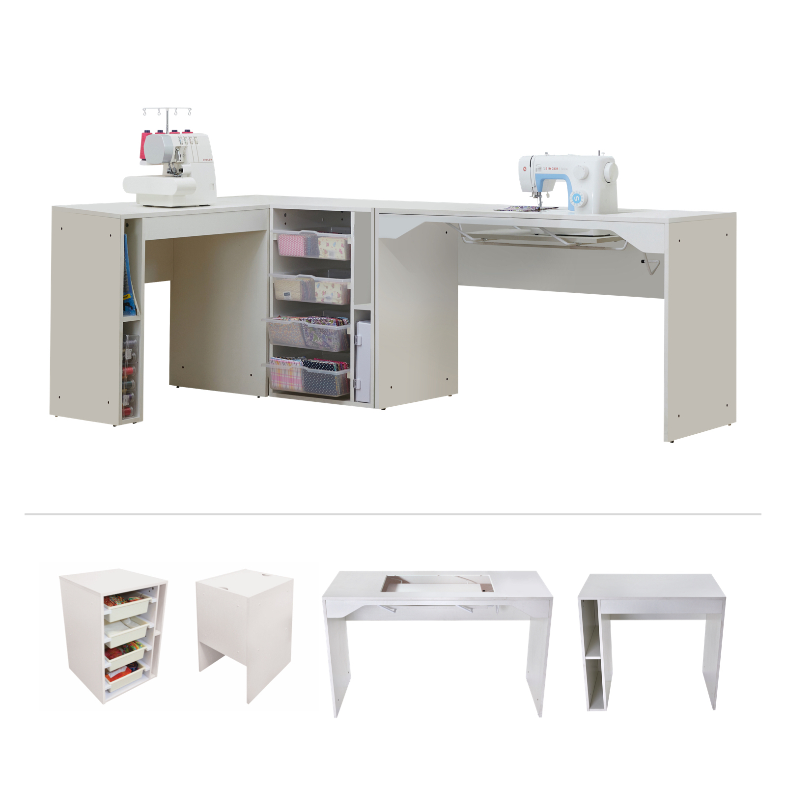 Tailormade Elements Flat Pack Sewing Cabinet Package Desk Drawers Storage Overlocker Table