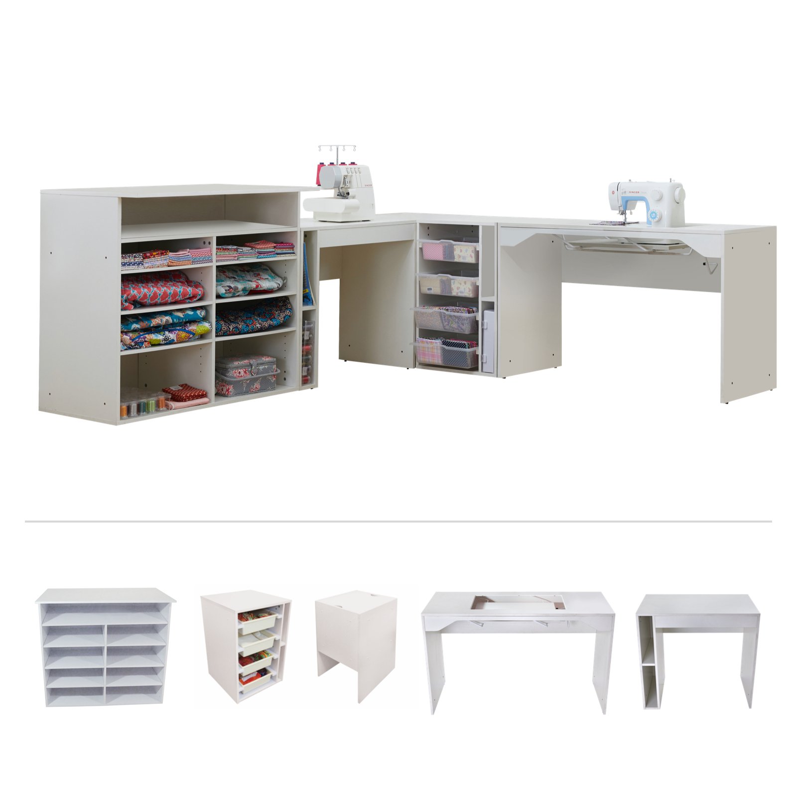 Tailormade Elements Flat Pack Sewing Cabinets Desk Drawers Storage Cutting Overlocker Tables