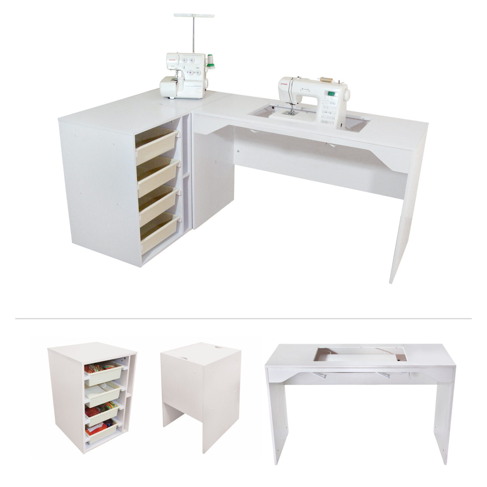 Tailormade Elements Flat Pack Sewing Cabinet Package Desk Drawers Storage Cutting Table